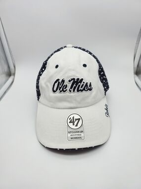 Ole Miss Rebels '47 Clean Up White & Black Polka Dot Cap- NEW